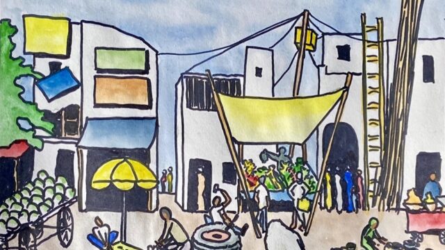 Sketch of roadside market