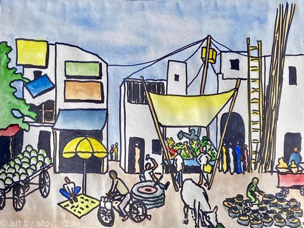 Sketch of roadside market