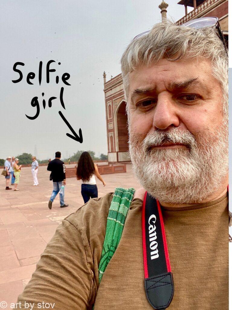 The artist captures a selfie