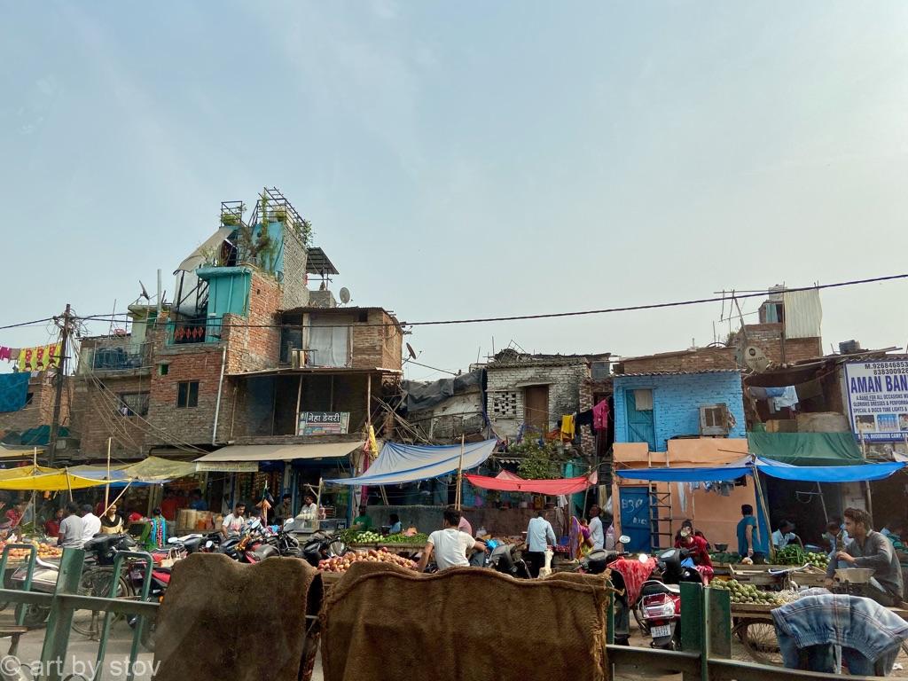 Street market approaching Nizamuddin West